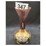 vintage Bohemian amethyst glass bud vase (Left