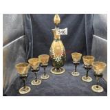 Vintage decanter set appears to be a Bohemian or