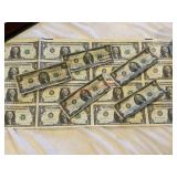 US Department of Treasury $1 Sheet and $2 Bill