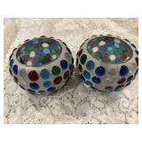 Two Votive Candle Holders Glass
