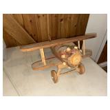 handcrafted wooden biplane Toy