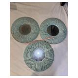 3 Plastic Wall Mirrors (One Cracked)