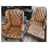 Pair of vintage chairs with ottoman- living room