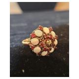 Size 5-14k gold ring with white/ red Stone