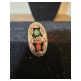 Size 7 Arizona made turquoise and coral ring