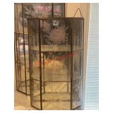 Smaller VTG etched glass and brass Wall curio