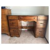 Rustic wooden desk with glass top (upstairs left