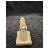 Size 7 silver colored and turquoise ring bought