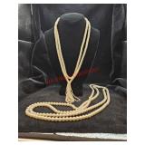 Two vintage bead pearl colored necklaces