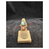 Size five and a half turquoise and coral silver