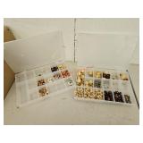 Wooden beads and more in organizing containers-