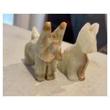 Two Stone Carved Dog Figures