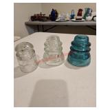 Three vintage insulators, some damage