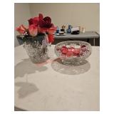 Chrystal bowl and chrystal vase (Downstairs left)
