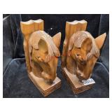 Wood Horse Head Book Ends (Downstairs left