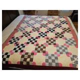 Vintage hand stitched quilt, appx 78'x62'-