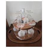 Wine/liquor display with glasses and tray -