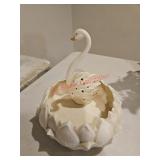 Swan flower bowl and frog