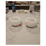 Fenton hobnail candlestick holdersDownstairs