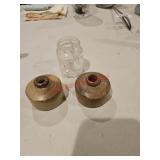 Three vintage ink wells Downstairs left