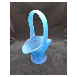 Westmoreland Blue Satin Glass Basket (downstairs