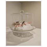 Glass cake platter with beads and