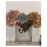 Glass Vase with Faux Flowers
