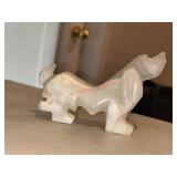 Carved Stone Hound Dog Figure