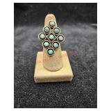 Size seven Tourquise and silver colored ring