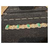 Vintage sterling silver bracelet with green