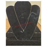 14K Plated chain with green stone
