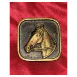1978 USA Solid Brass Horse Belt Buckle
