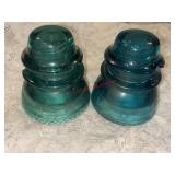 Two Colored Glass hemingray 42 Glass Insulators