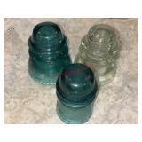 Lot of Three Hemingray Glass Insulators See pic