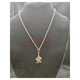Silver toned necklace airplane medallion