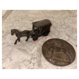 Metal Stage Horse and Buggy / Western medallion