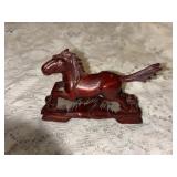 Vintage Carved Mu Wang Wood Horse Figure