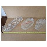 Three cut glass dishes - hutch