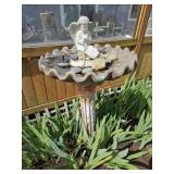 Bird bath with solar pump, rocks, and angel VERY