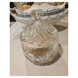 Chrystal lidded dish, full of shellsDownstairs