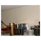 misc Shelf lot of empty containers     (Ammo