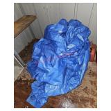 Two blue tarps- shed