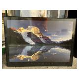 Large Framed Mountain Scene (Cracked Glass)