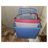 Three totes with lids- shed