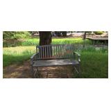 Metal Park bench (by pind behind horse barn)