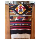 vintage handwoven Mexican Kilim wool rug