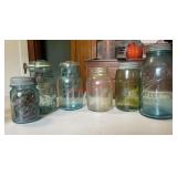 Vintage masons jars lot (1st upstairs bedroom)