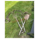 Large Vintage Chain and yard Hand tools