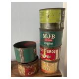 Vintage coffee cans (master upstairs )