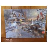 Banberry Designs lighted village cottage canvas